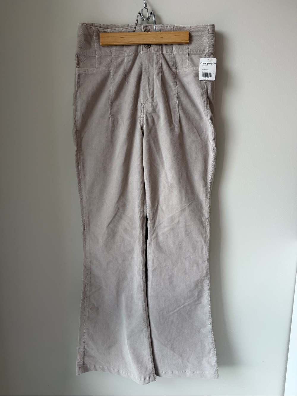 Free People Jayde Cord High Rise Flare in Mushroom 28